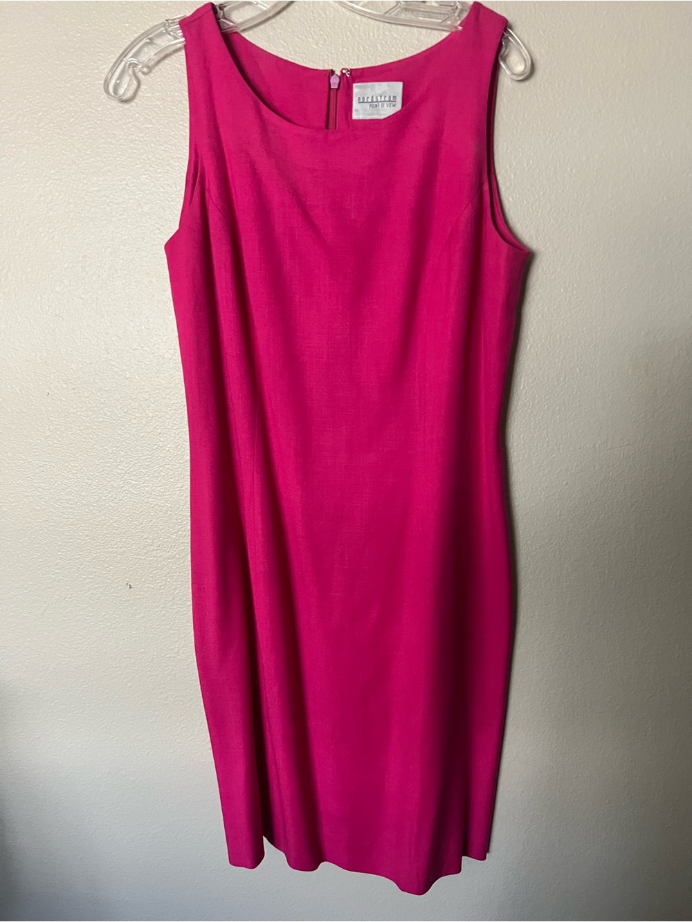 Vintage Point of View Linen Blend sheath dress 5825 lined fuscia dress sz 12